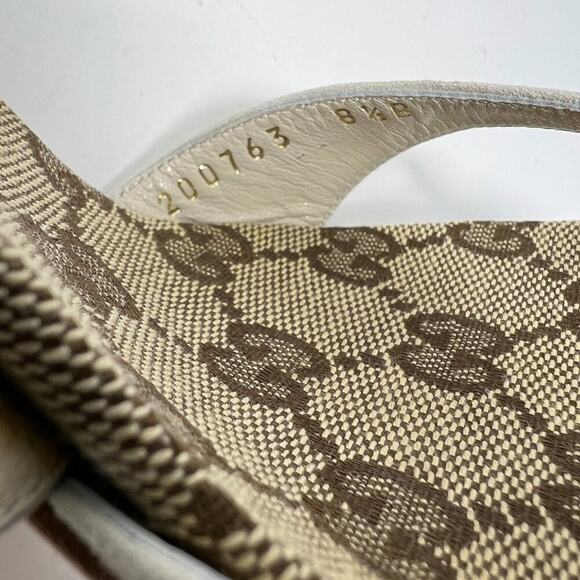 Gucci Mystic White Suede GG Monogram Strappy Stiletto Sandals 8.5B - Picture 6 of 10